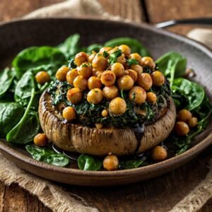 Chickpea and Spinach Stuffed Portobello Mushrooms