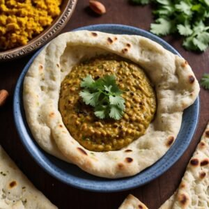 Gluten-free naan with curried lentil dip