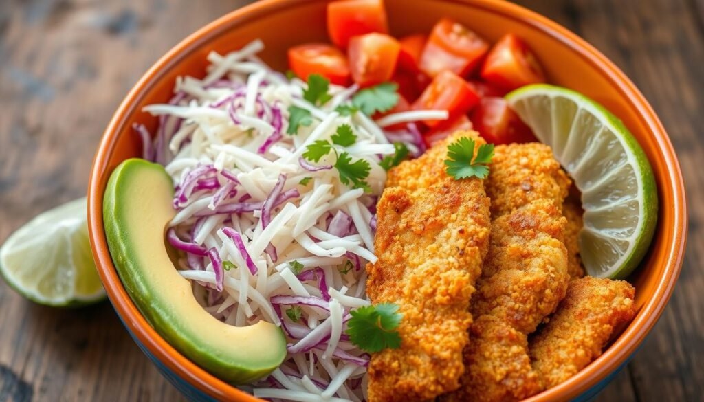 air fryer fish taco bowls