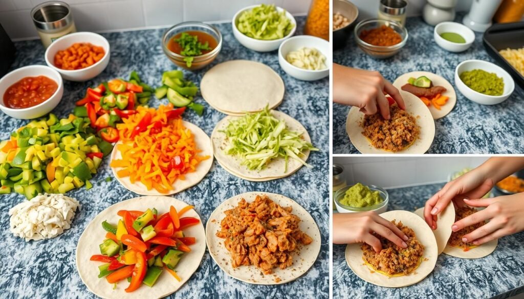 step-by-step taco assembly