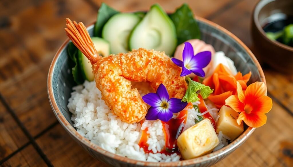 tempura shrimp sushi bowl