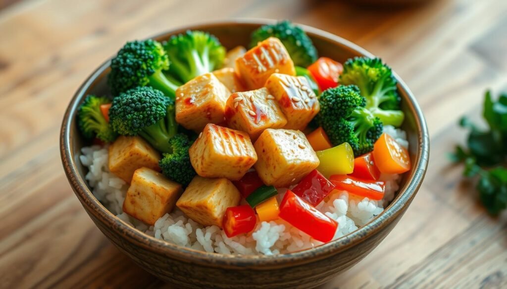 tofu and broccoli rice bowl